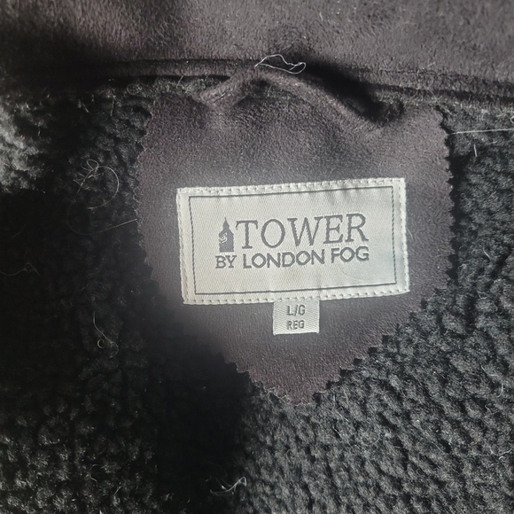 Tower by London Fog Black Faux Suede Coat L - Picture 3 of 9